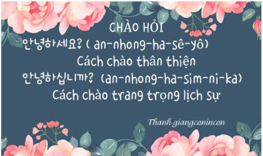 chào hỏi trong tiếng Hàn